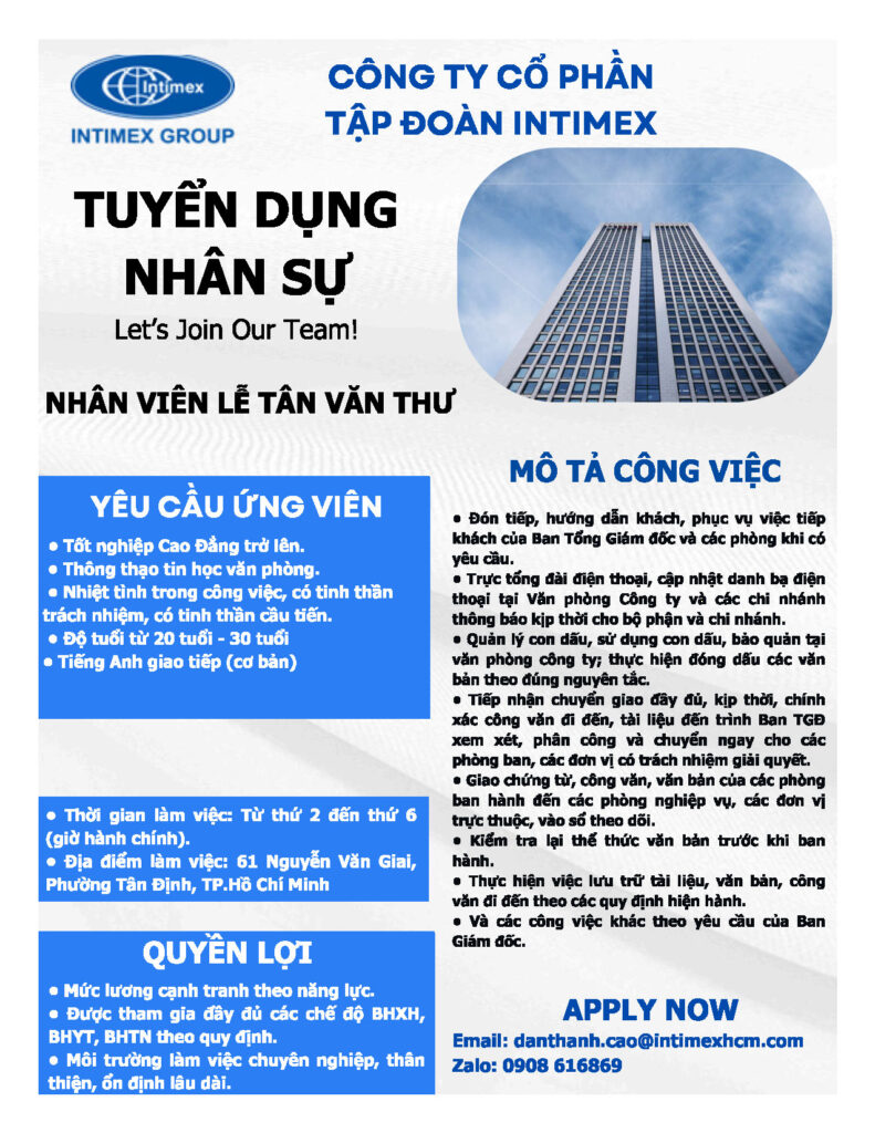 tuyen dung le tan intimex